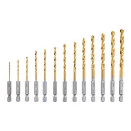 13PC Titanium HSS HEX Shank Drill Bit Set