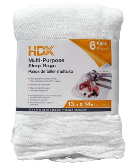 HDX 13 in. x 14 in. Cotton Painter's Rags (6-Count)