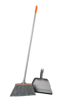 15 in. Angle Broom and Step-On Dustpan Set