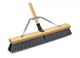 DQB 09970 18" Blk Poly Ctr Bristles w/ Gray Push Broom w/ 60" Threaded Handle