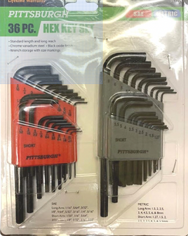 Pittsburgh 36 Piece SAE/Metric Hex Key Set Wrench