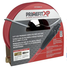 Primefit 1/4" x 100 Ft Premium Hybrid Air Hose with Fittings and Repairable Ends