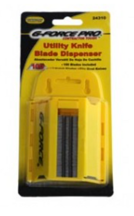 G-FORCE 24310 PLASTIC UTILITY KNIFE DISPENSER 100 BLADES