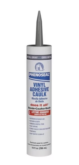 PHENOSEAL 10202 10 OZ VINYL ADHESIVE CAULK METAL GRAY