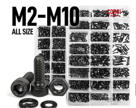 Hex Socket Head Cap Screws Kit M2 M2.5 M3 M4 M5 M6 M8 M10 up to 1140 DIN912 Black 12.9 Grade Carbon Steel Bolts Nuts Assortment