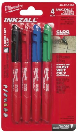 INKZALL Multi-Colored Jobsite Markers (4-Pack)