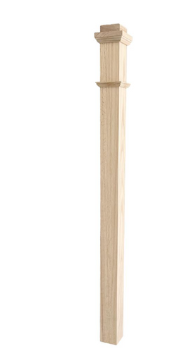 Solid Box Newel,Atlas 3 1/2 inches x 58 inches, Red Oak