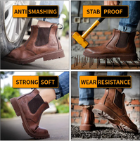 Water Proof Safety Work Shoes For Men Steel Head Leather Boots Male Footwear Indestructible Construction Work Shoes Brown 42 Size