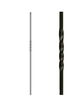 DEFARIA IRON SATIN BLACK  BALUSTER DOUBLE TWIST ENDS 1/2 SQUARE HALLOW  HEIGTH 44''