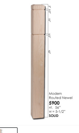 5900 – 5-1/2″ Modern Routed Newel – Large  WHITE OAK