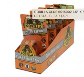 YSTAL CLEAR TAPE GORILLA GLUE 6015002 1.5" X 5YD GORILLA CRYSTAL CLEAR TAPE