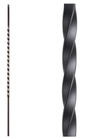 DEFARIA IRON SATIN BLACK  BALUSTER LONG TWIST ENDS 1/2 SQUARE HALLOW  HEIGTH 44'