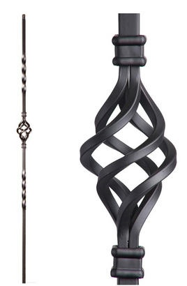 DEFARIA IRON ASH GREY  BALUSTER  SINGLE BASKET ENDS 1/2 SQUARE HALLOW HEIGTH 44''