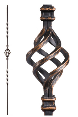 DEFARIA IRON OIL RUBBED BRONZE  BALUSTER  SINGLE BASKET ENDS 1/2 SQUARE HALLOW HEIGTH 44''