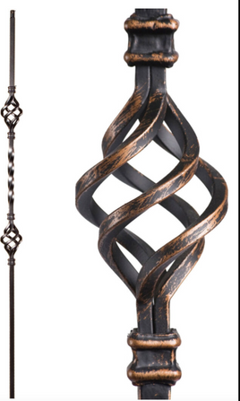 DEFARIA IRON OIL RUBBED BRONZE  BALUSTER  DOUBLE BASKET ENDS 1/2 SQUARE HALLOW HEIGTH