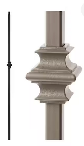 DEFARIA IRON ASH GREY BALUSTER  SINGLE KNUCKLE  ENDS 1/2 SQUARE HALLOW HEIGTH 44''