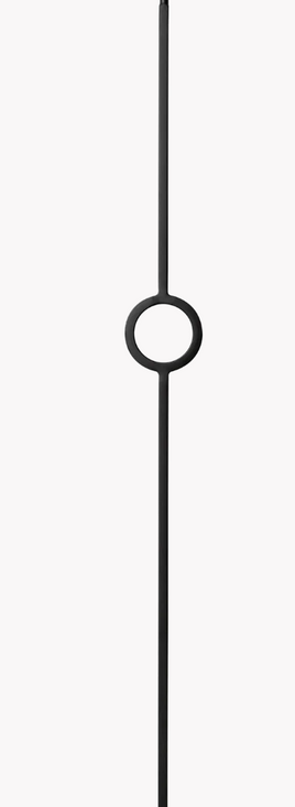 DEFARIA IRON SATIN BLACK  BALUSTER  SINGLE RING  ENDS 1/2 SQUARE HALLOW HEIGTH 44''