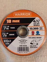 WARRIOR 4-1/2 in. x 3/64 in. x 7/8 in. Type 01/41 Metal Cut-off Wheel, 10-Pack