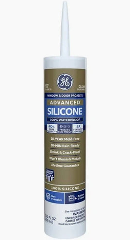 GE5070 Advanced Silicone 2 Window & Door Projects Sealant Caulk, 10.1oz, Almond