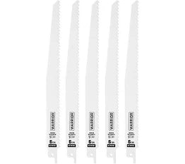 WARRIOR 9 in. 6 TPI Wood Cutting Bi-metal Reciprocating Saw Blades, 5 Pack